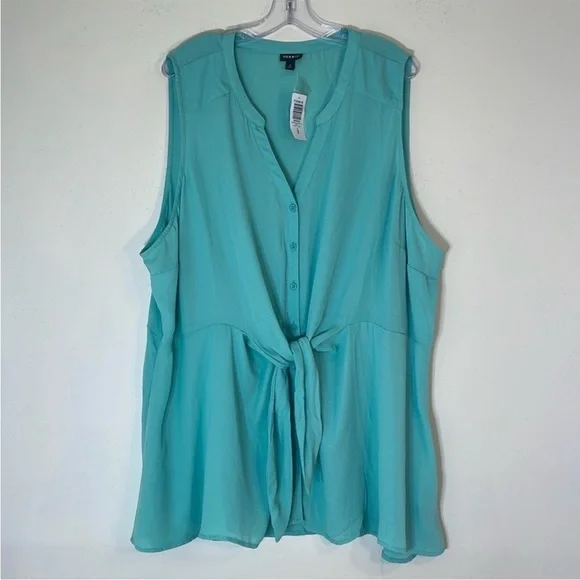 Torrid Peplum Georgette Button Front Tie-Front Blouse. 4X. NWT. - Picture 2 of 12